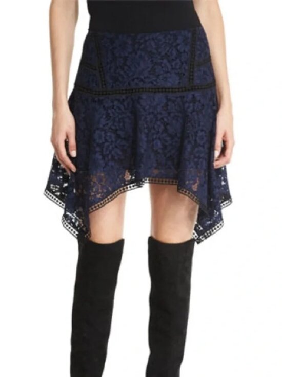 Veronica Beard Dresses & Skirts - Veronica Beard Aura Floral Lace Asymmetric Handkerchief Skirt Navy XS